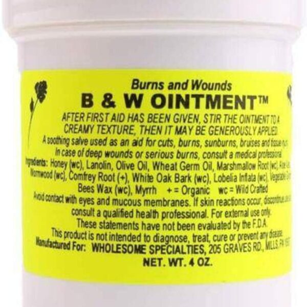 B&W Ointment - Burn and Wound Ointment - Amish Made Burn Salve - 100% Natural - 4oz