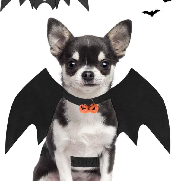 Halloween Dog Bat Wings Costume, Pet Halloween Cosplay Party Dress Up Costume for Small Dogs and Cats(S) Black