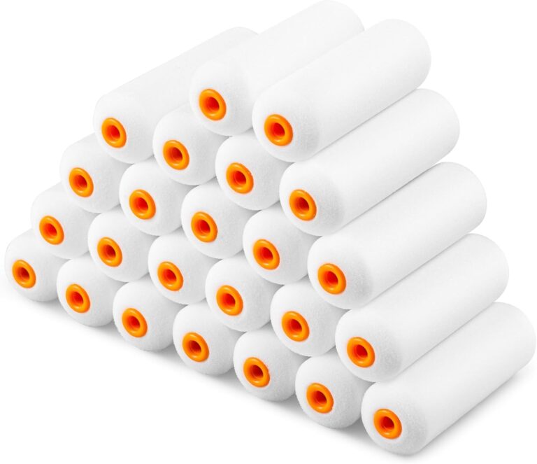 VOOMEY Mini Paint Roller CoversHigh Density Foam Paint Roller4 Inch Foam Roller Paint, 24 Pack,Fits All Flat Surfaces, Including Kitchen Cabinets, Doors, Tables, Etc.