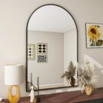 BEAUTYPEAK 24"x36" Arch Bathroom Mirror, Wall Mounted Vanity Metal Frame Mirror for Bedroom, Entryway, Living Room, Black
