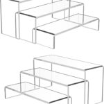 Goabroa 2 Sets 6 Pcs Clear Cupcake Display Risers 3 Tiers Rectangular Risers Display Stands 4mm Thick Collectibles Jewelry Display Shelf Lego Display Shelves Risers