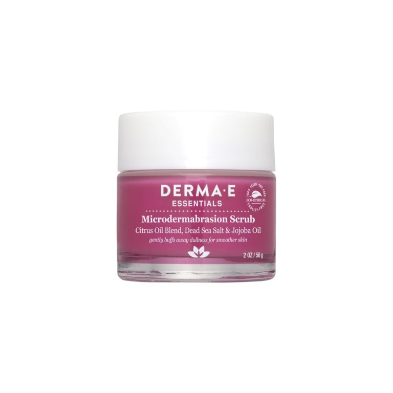 DERMA E Microdermabrasion Scrub with Dead Sea Salt & Citrus Essential Oils  Facial Exfoliating Scrub Smooths, Revitalizes and Renews  Ideal for Scars and Wrinkles, 2oz