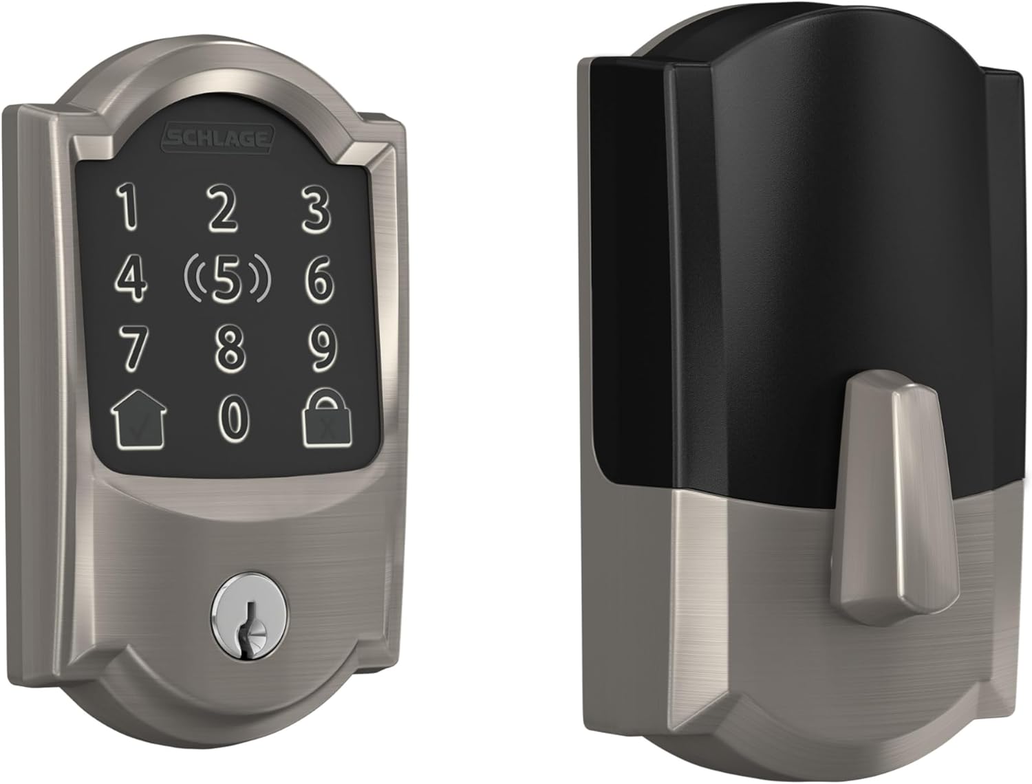 Schlage Encode Plus Smart Wi-Fi Lock for Front Door, Keyless Entry Deadbolt, Unlock with Apple Watch, Built-in WiFi and App Control, Easy Install, Alexa & Apple HomeKit Compatible, Satin Nickel Schlage Encode Plus Smart Wi-Fi Lock for Front Door, Keyless Entry Deadbolt, Unlock with Apple Watch, Built-in WiFi and App Control, Easy Install, Alexa & Apple HomeKit Compatible, Satin Nickel