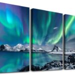 MHARTK66 Wall Art for Bedroom Wall Decor for Living Room Office Decor Abstract Mountain Aurora Landscape Painting 3 Piece Scenic Framed Canvas Art Prints Ready to Hang Kitchen Wall Pictures Home Decor