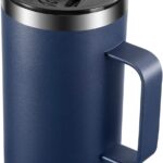 KXIAOCHEN 20oz Insulated Coffee Mug with Lid, Stainless Steel Coffee Cup, Double Wall Vacuum Coffee Tumbler with Handle, Premium Thermal Travel Coffee Mug (Navy Blue)