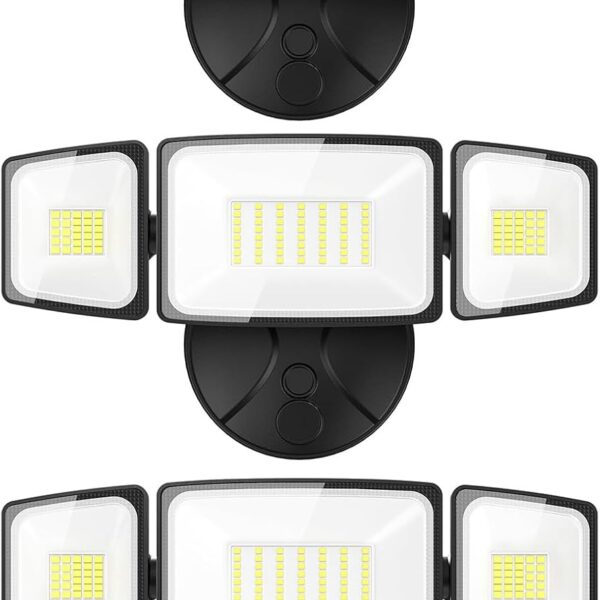 Onforu 3 Packs 75W Flood Lights Outdoor, 7000LM Brightness Security Lights,Switch Controlled, IP65 Waterproof, 6500K Exterior LED Flood Light with 3 Adjustable Heads for Yard Home