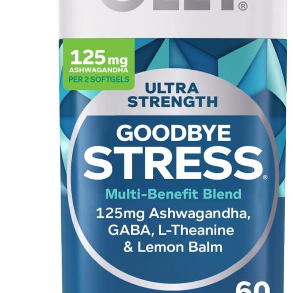 OLLY Ultra Strength Goodbye Stress Softgels, GABA, Ashwagandha, L-Theanine and Lemon Balm, Stress Relief Supplement - 60 Count