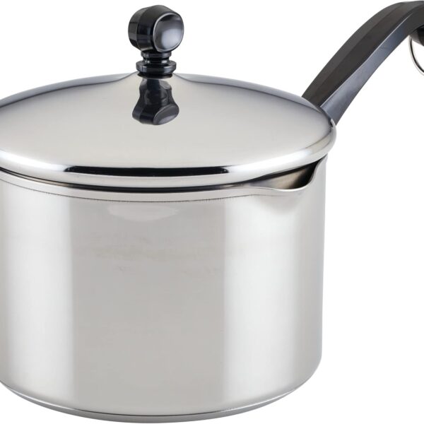Farberware Classic Stainless Steel 3-Quart Covered Straining Saucepan - - Silver