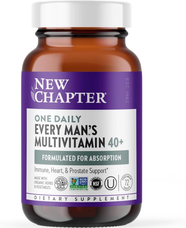 New Chapter Mens Multivitamin 40+, Extra B6 & B12, D3, Vitamin C & Zinc, Immune, Heart, Cellular Energy, and Brain Health, Gentle on The Stomach, One Daily, Non-GMO, Gluten-Free, 72 Tablets