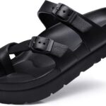 Goosecret Women's Platform Sandals with Arch Support Comfortable Foam Slides Summer Beach Sandals with Adjustable Buckle