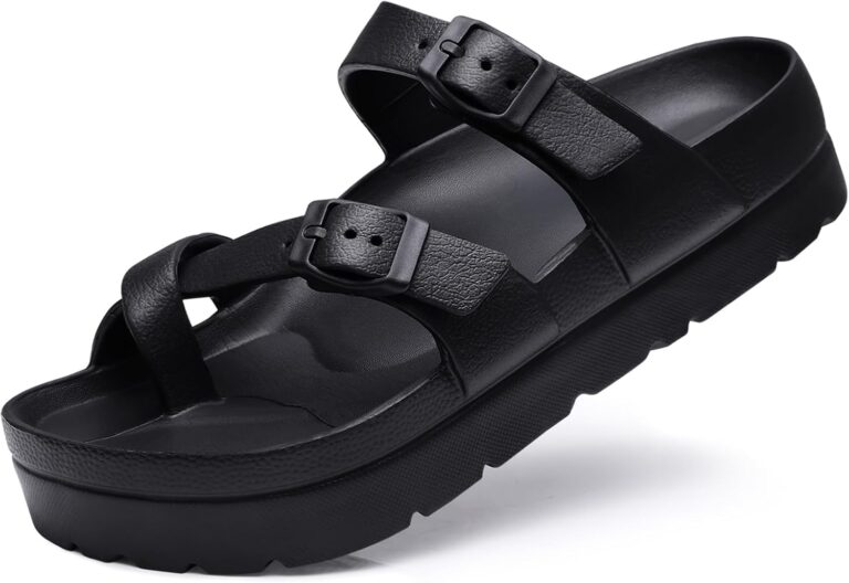 Goosecret Women's Platform Sandals with Arch Support Comfortable Foam Slides Summer Beach Sandals with Adjustable Buckle