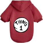 Dog Hoodie Pet Clothes for Small Dogs Thing 1 Printed Hoodies Medium Puppy Hooded Sweatshirt Pullover Outfit(Wine Red,M)