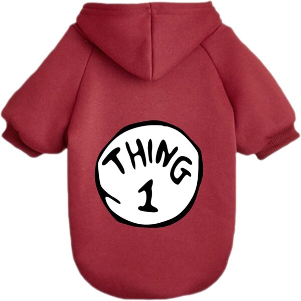 Dog Hoodie Pet Clothes for Small Dogs Thing 1 Printed Hoodies Medium Puppy Hooded Sweatshirt Pullover Outfit(Wine Red,M)
