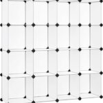 SONGMICS Cube Storage Organizer, Set of 16 Plastic Cubes, Book Shelf, Closet Organizers and Storage, Room Organization, Bedroom Living Room, 12.2 x 48.4 x 48.4 Inches, White ULPC44L