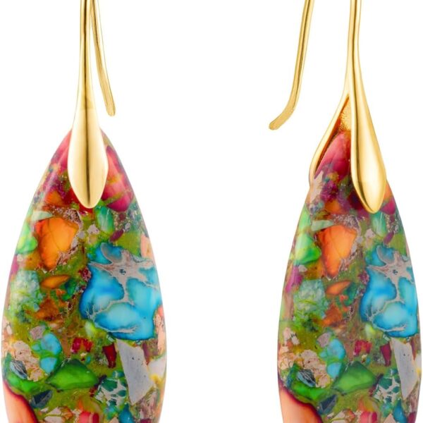 SELOVO Stone Fishhook Dangle Drop Earrings Statement Earrings for Women Stone