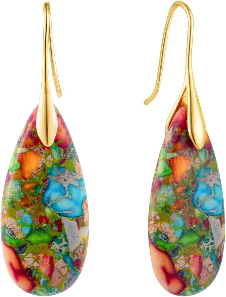 SELOVO Stone Fishhook Dangle Drop Earrings Statement Earrings for Women Stone