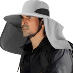 DOCVIT Fishing Hat for Men&Women,Outdoor UV Waterproof Wide Brim Bucket Hat,UPF50+ Sun Hat with Neck Flap