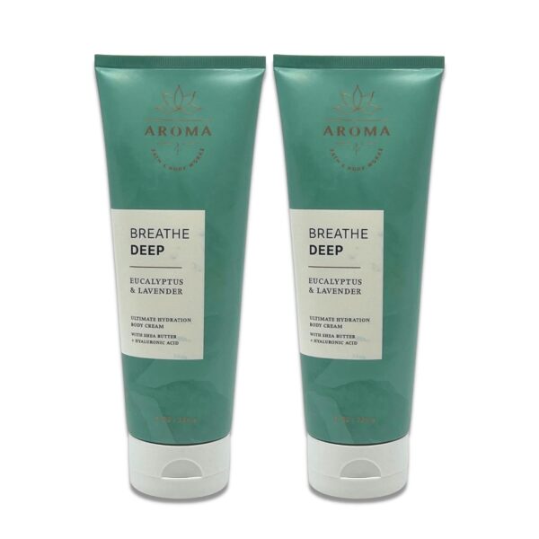 Bath & Body Works - Aromatherapy - Breathe Deep Eucalyptus & Lavender - Ultimate Hydration Body Cream - Pack of 2-8oz