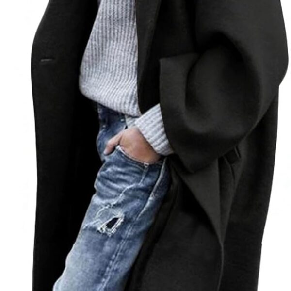 CHARTOU Women's Oversized Notched Collar Wool Blend Single Breast Midi Long Trench Coat