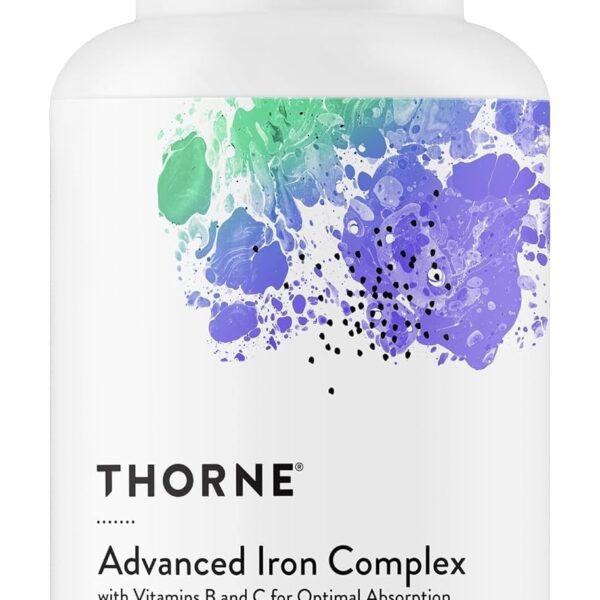 THORNE - Advanced Iron Complex - Complete Blood Support Formula* - Elemental Iron, Folate, B and C Vitamins for Optimal Absorption - Chelated Iron Supplement - Gluten, Dairy & Soy-Free - 60 Capsules
