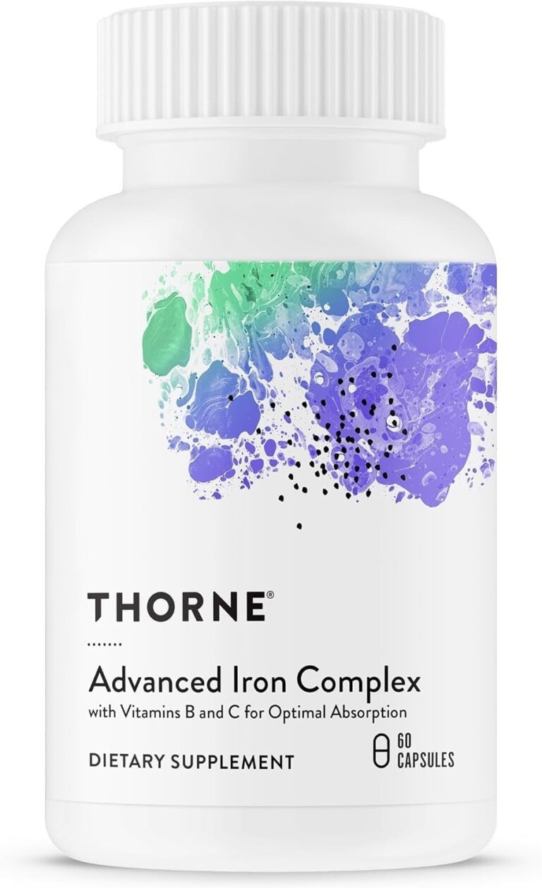THORNE - Advanced Iron Complex - Complete Blood Support Formula* - Elemental Iron, Folate, B and C Vitamins for Optimal Absorption - Chelated Iron Supplement - Gluten, Dairy & Soy-Free - 60 Capsules