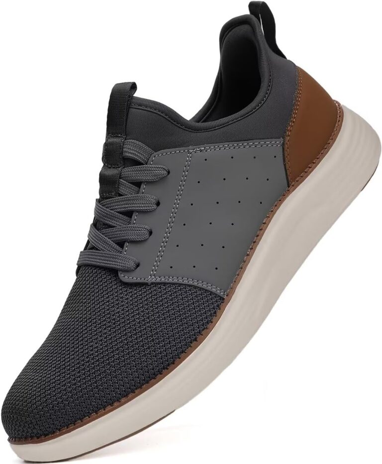 YOLARK Men Casual Dress Shoes Fashion Sneakers Lightweight Breathable Laceless Walking Shoes Gym Tennis Athletic