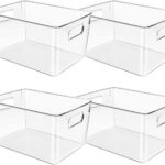 Clear Plastic Storage Bins, Pantry Organizers and Storage or Kitchen Organization and Storage Containers Bins for Organizing, Fridge, Freezer, Bathroom, Pantries, Refrigerator, Cabinet Organizer Bin