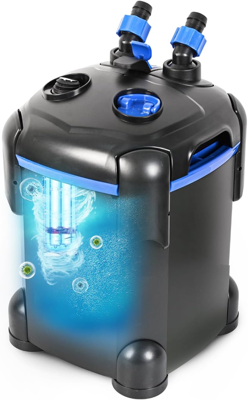 AMOSIJOY Canister Filter, Ultra-Quiet External Aquarium Filter with Free Media for Large Fish Tanks and Aquariums AMOSIJOY Canister Filter, Ultra-Quiet External Aquarium Filter with Free Media for Large Fish Tanks and Aquariums