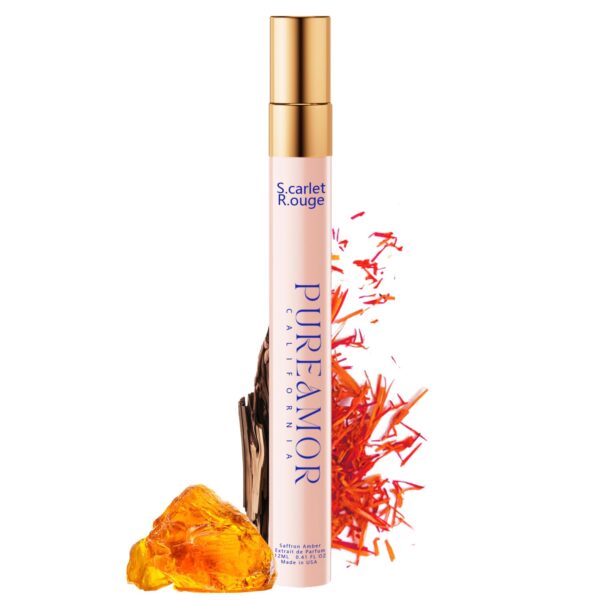 PUREAMOR Pheromones Perfumes for Women, Saffron Amber Extrait de Parfum Oil Spray, 0.41 fl oz (12ml) Travel Size, Long-Lasting Warm Spicy Fragrance, Amplify Charm for Date Night & Daily, Made in USA
