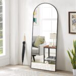 BEAUTYPEAK 65"x24" Full Length Mirror, Arch Full Body Floor Mirror, Wall Mirrors Hanging or Leaning Arched-Top with Stand for Bedroom, Dressing Room, Black