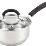 Cook N Home 2 Quart Stainless Steel Saucepan Set with Lid, Induction Compatible Milk Pots, Stay-Cool Silicone Handle, Mirror Polished 18/10 Cookware, Dishwasher & Oven Safe, Silver