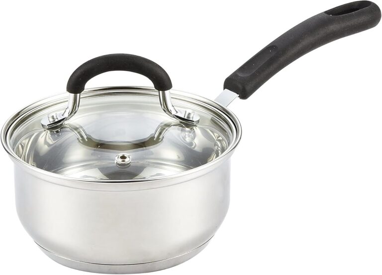 Cook N Home 2 Quart Stainless Steel Saucepan Set with Lid, Induction Compatible Milk Pots, Stay-Cool Silicone Handle, Mirror Polished 18/10 Cookware, Dishwasher & Oven Safe, Silver