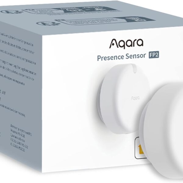 Aqara Presence Sensor FP2, mmWave Radar Wired Smart Motion Sensor, Zone Positioning, Multi-Person & Fall Detection, Supports HomeKit, Alexa, Google Home, and Home Assistant, 2.4 GHz Wi-Fi Required