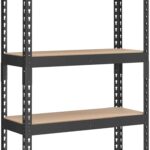 SONGMICS 5-Tier Storage Shelves, Load 2310 lb, Garage Storage, Boltless Assembly, Adjustable Shelving Unit, 11.8 x 29.5 x 59.1 Inches, for Study Shed Basement, Black and Natural Beige UGLR300B01