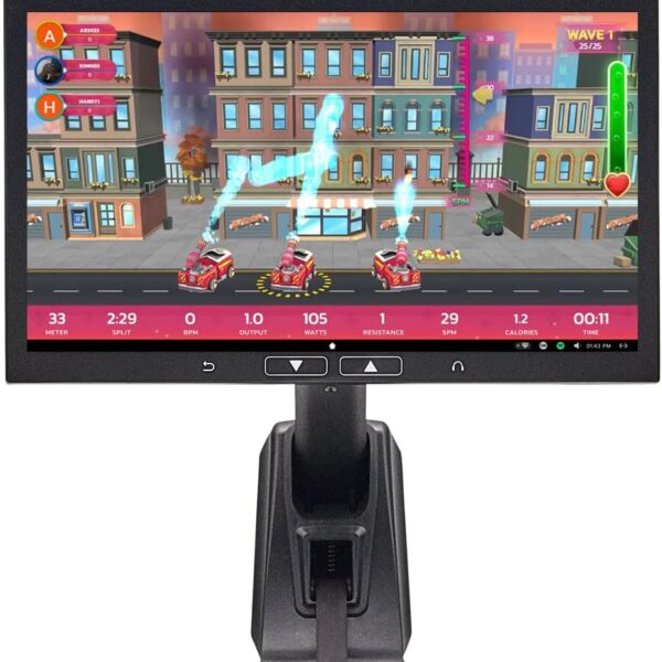 Aviron Strong Series Rower: 22" HD Touchscreen, Dual Air & Magnetic Resistance up to 100 lbs. Game-Based Workouts, Streaming, Compact Design, Black