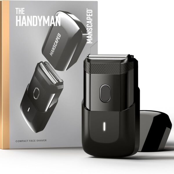 MANSCAPED The Handyman Compact Face Shaver Portable Mens Travel Facial Hair Groomer, USB-C Rechargeable Razor, Electric Foil Face Shaver, Waterproof, Cordless, Dual-Action SkinSafe Foil Blades