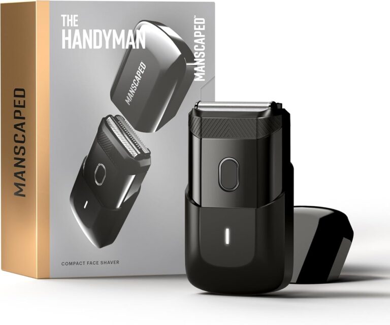 MANSCAPED The Handyman Compact Face Shaver  Portable Mens Travel Facial Hair Groomer, USB-C Rechargeable Razor, Electric Foil Face Shaver, Waterproof, Cordless, Dual-Action SkinSafe Foil Blades