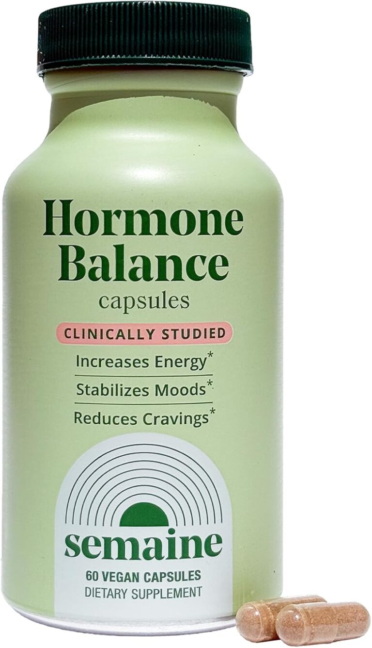 Semaine Hormone Balance  Clearer Skin, Enhanced Moods, Deeper Sleep & Happier Hormones. Hormone-Free, Vegan Capsule, Multi-Symptom Support (60 ct)