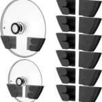 Niceyos Universal Adjustable Pot Lid Organizer for Cabinet - Upgraded Patented Set of 8 Pan Lids Organizers Inside Cabinet Door Wall Mount Pots Top Holder for Kitchen Cupboard, Fits 6" to 14" (Black)