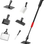 Mogoko 6 in 1 Aquarium Cleaning Tool Kit, Multi-Use Fish Tank Cleaning Kit with Telescopic Long Handle, Algae Scraper Scrubber Pad Scrub Brush Fish Net Gravel Rake