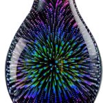 120ML Essential Oil Diffuser, 3D Glass Aromatherapy Diffuser with Auto Shut-Off and 7 Color LED Lights, Ultrasonic Mist Humidifier with 4 Timer for Home Office Bedroom (3D Fireworks)