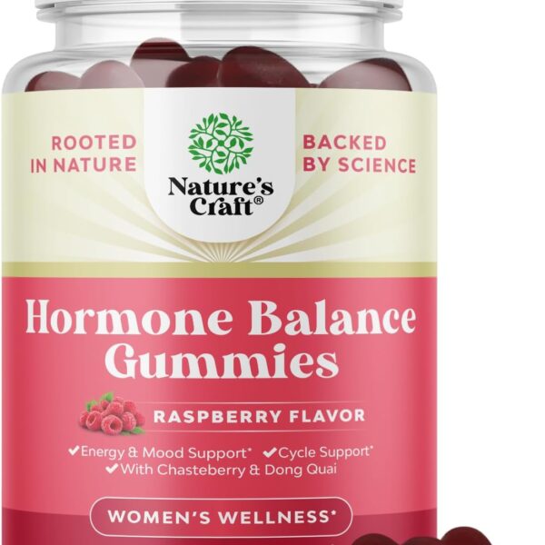 Hormone Balance for Women Gummies of All Ages - PMS Support Supplement for Women to Regulate Menstrual Cycle & Hormonal Balance Menopause & Mood Swings with Vitamin B6 & Dong Quai - 60 Chews