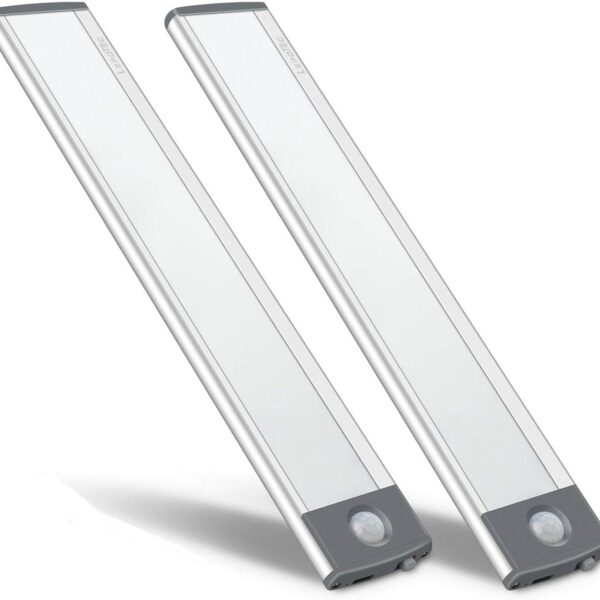 30-LED Motion Sensor Cabinet Light,Magnetic Motion Activated Under Counter Closet Lighting, Wireless USB Rechargeable Kitchen Cupboard Night Lights,Motion Activated Light Bar-2Pack