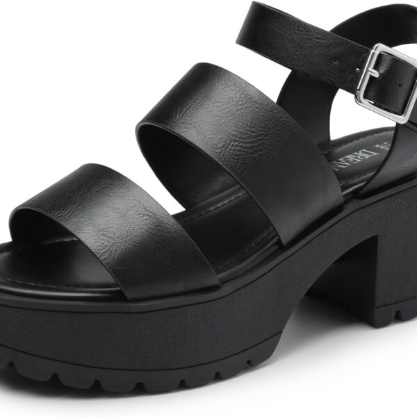 DREAM PAIRS Platform Heels for Women Lightweight Chunky Open Toe Stylish Comfortable Fisherman Sandals with Adjustable Ankle Strap