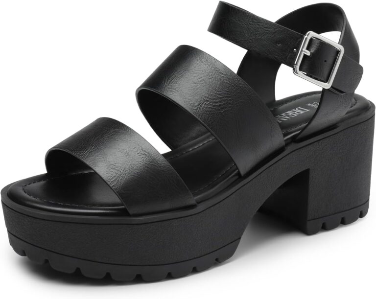 DREAM PAIRS Platform Heels for Women Lightweight Chunky Open Toe Stylish Comfortable Fisherman Sandals with Adjustable Ankle Strap