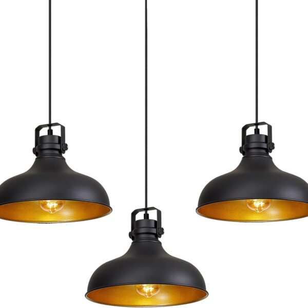 Black Farmhouse Pendant Lights Matte Pendant Lighting for Kitchen Island Industrial Adjustable Height Vintage Dome Hanging Light Fixtures for Barn, Dining Room 3 Packs