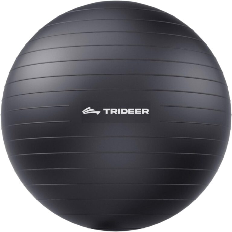 Trideer Exercise Ball for Yoga, Pilates & Fitness  Stability Ball Equipment for Home Gym & Office Chair, Core & Balance Training Accessories, Physical Therapy Equipment, Quick Pump Included, 5 Sizes