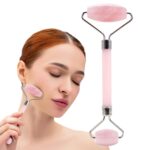 Rose Quartz Face Roller - Gua Sha Facial Tools, Jade Rollers for Face, Skin Care Kit for Men Women, Guasha Tools for Faces, Facial Care Reduces Under-Eye Puffiness and Dark Circles