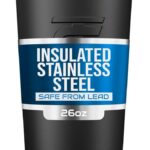 Ice Shaker Insulated Stainless Steel Shaker Bottle | 26oz, Black | Cold for 30+ Hours | Insulated Cup with Twist-on Agitator | Odor-Free Bottle for Protein Shakes, Water, Smoothies, Cocktails