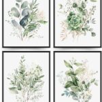 PLKMN Sage Green Botanical Wall Art Set of 4, Modern Wildflower Prints, Floral Plant Decor for Bedroom, Bathroom, Farmhouse, 8x10 Inch, Unframed